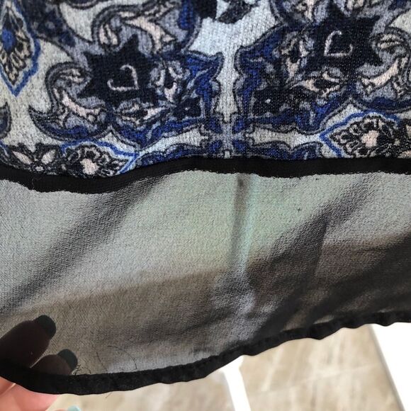 Christine Gerard Blue Black Kaleidoscope Patterned Long Sleeve Sweater Blouse - Picture 4 of 5